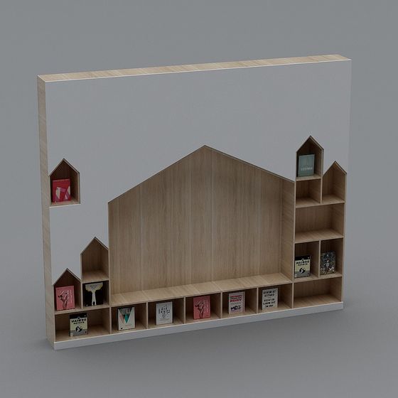 Artistic Low-Poly Bookshelf 3D model for Modern Spaces