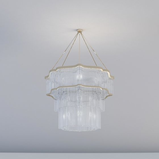 Stylish Low-Polygon Crystal Chandelier 3D model