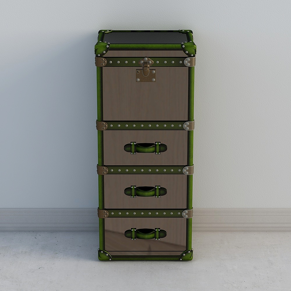 American_ST038_black steel hand-rubbed green cabinet