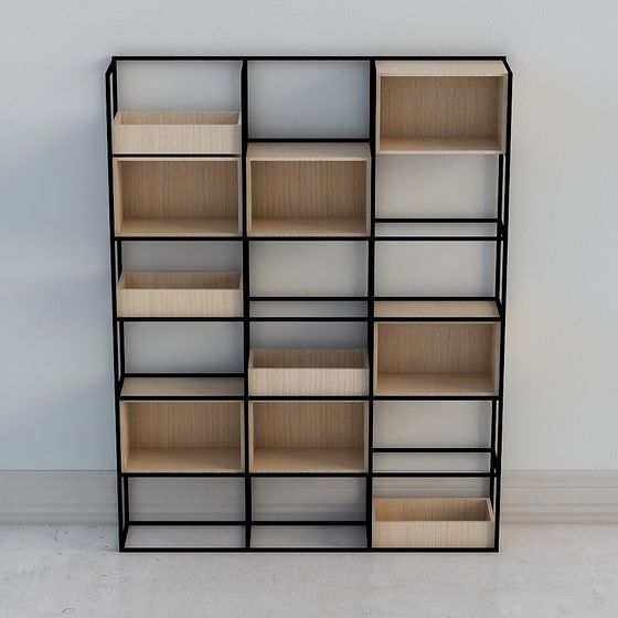 Grid Shelf 3D Model - Modern Minimalist Design