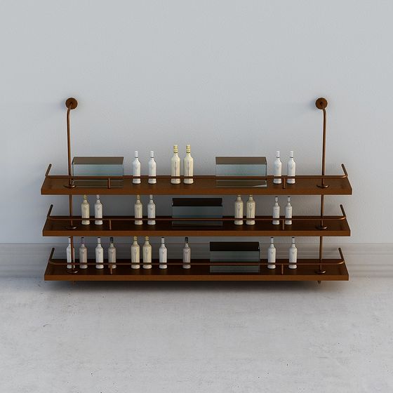 Stylish Low-Poly Bar Display Rack 3D model