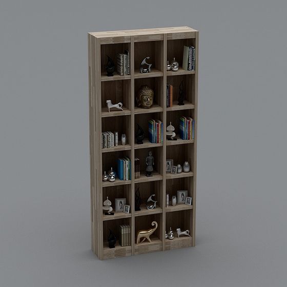 Elegant Low-Poly Bookshelf 3D model for Modern Interiors