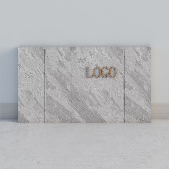 Stylish Marble Texture Sign 3D model for Creative Spaces