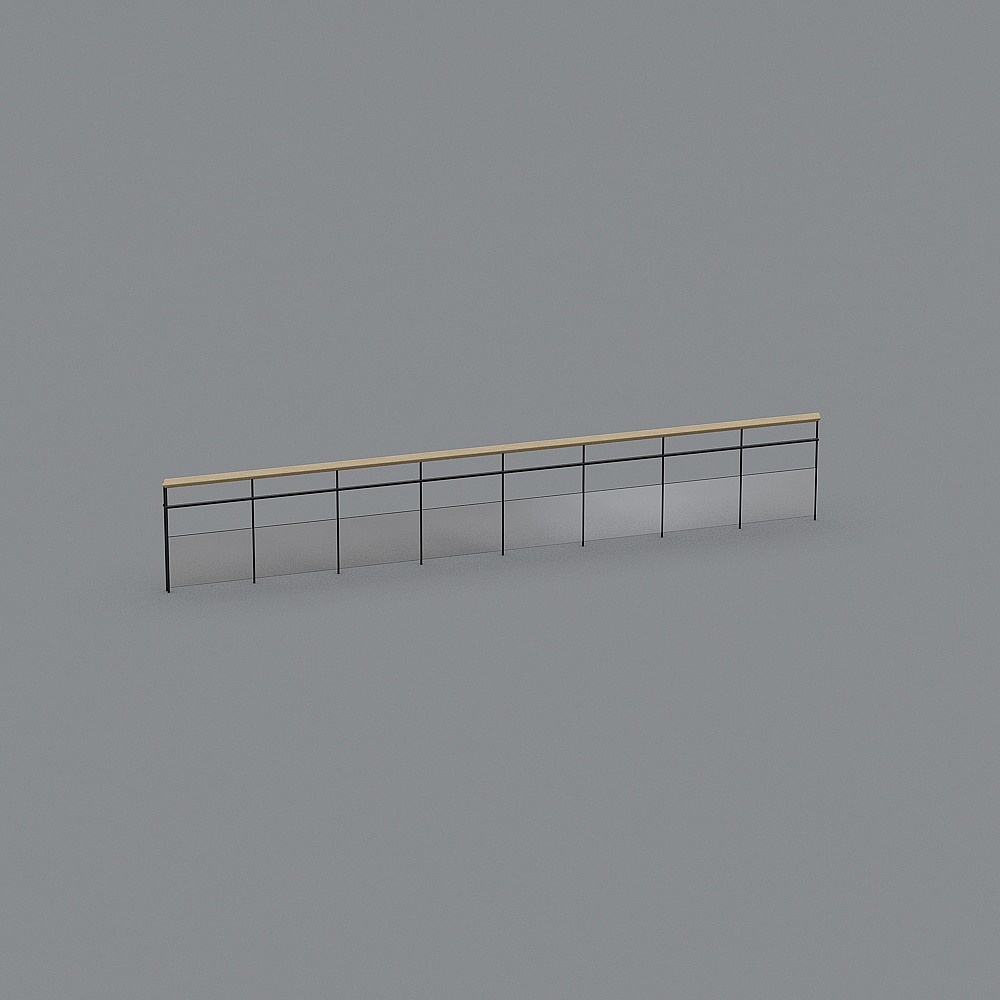Minimalist Metal Railing 3D model for Modern Designs