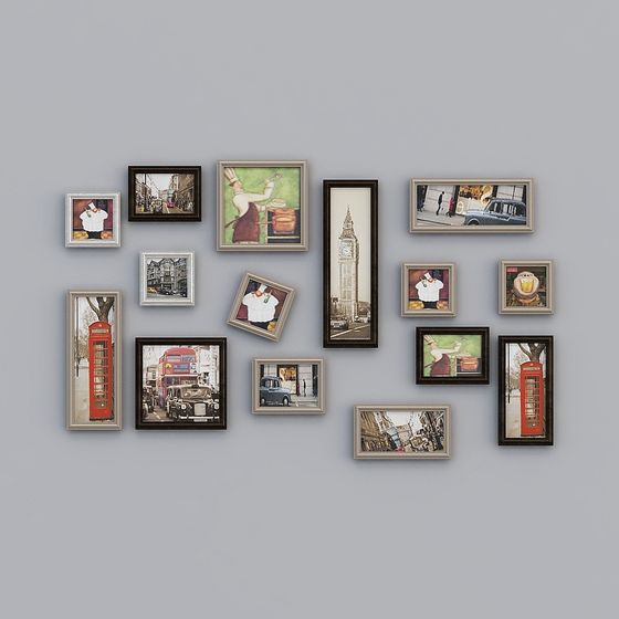 Nostalgic Picture Frame Wall 3D model