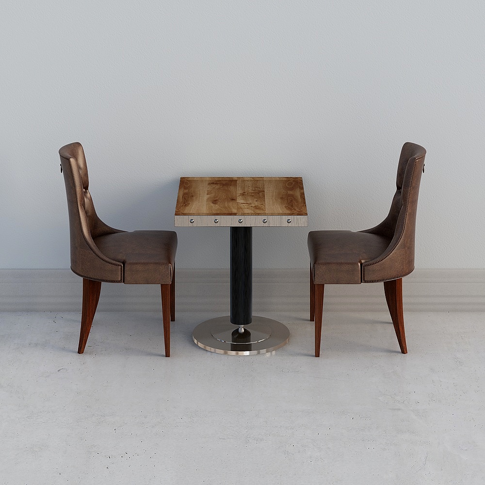 Vintage Coffee Table and Chair Set 3D Model