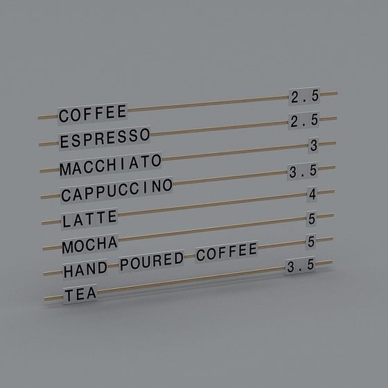 Low-Poly Coffee Menu Board 3D model