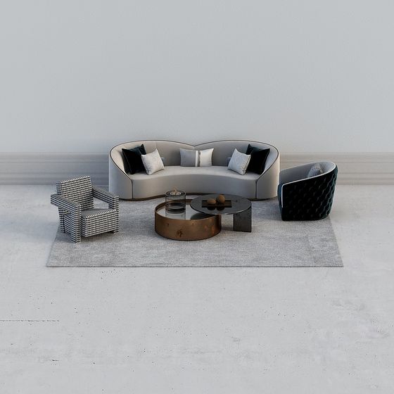 Elegant Low-Poly Furniture Set 3D model