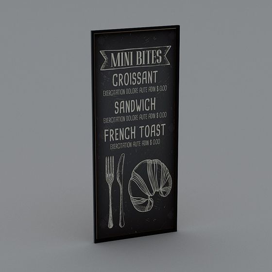 Chalkboard Menu 3D model for Designers