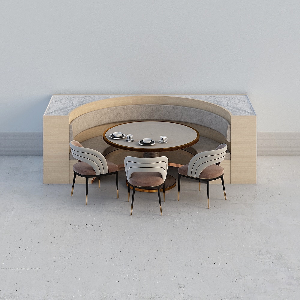 Nouveau restaurant chinois - Table ronde et combinaison de chaises 1