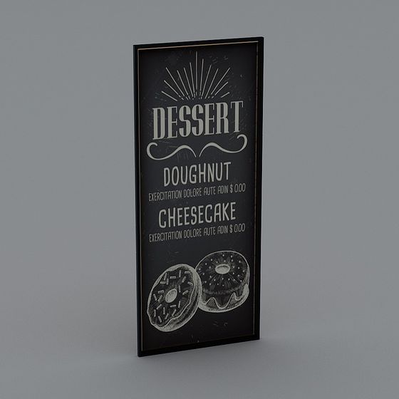 Vintage Modern Dessert Menu Board 3D model
