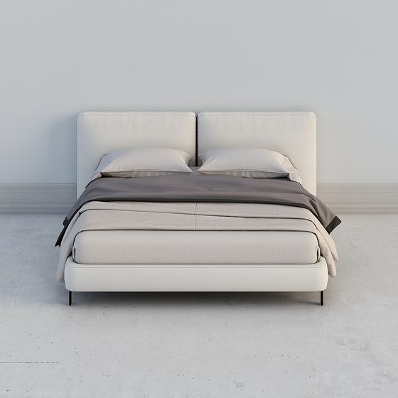 Stylish Minimalist Bed 3D model for Modern Spaces