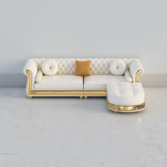 Elegant White Leather Sofa 3D model