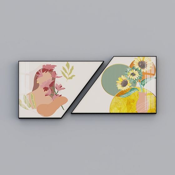 Vibrant Floral 3D Frame Model