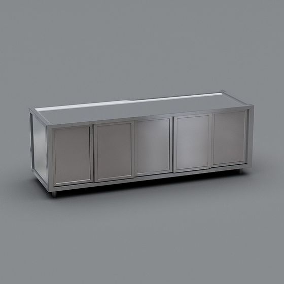 Stylish Stainless Steel Storage Cabinet 3D model