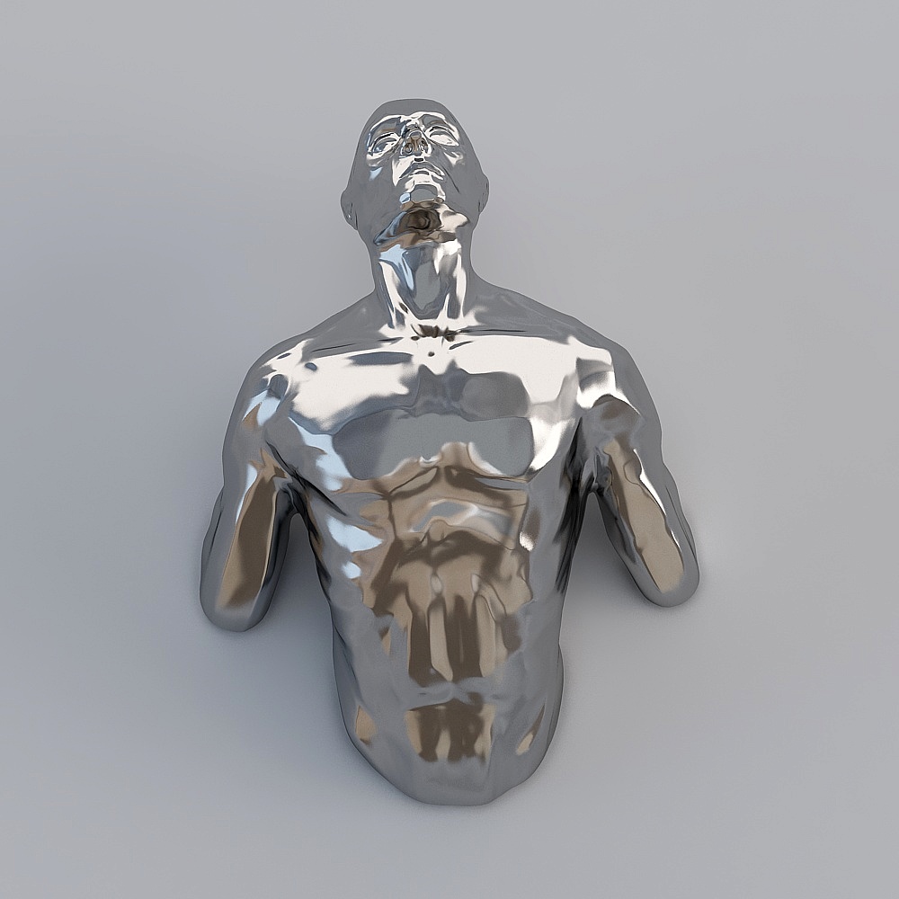 Futuristic Metallic Low-Poly 3D Model