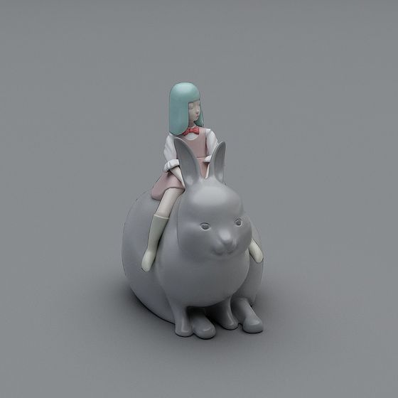 Rabbit Rider Low Poly 3D Model