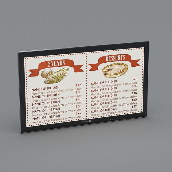 Vintage Restaurant Menu 3D model