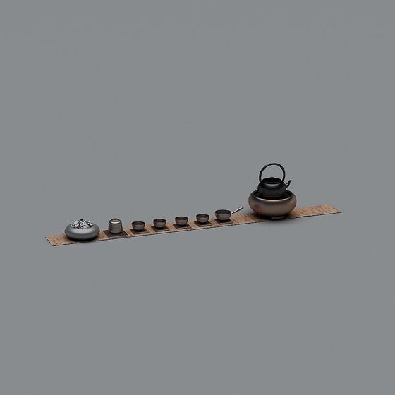 Elegant Low-Polygon Tea Set 3D model