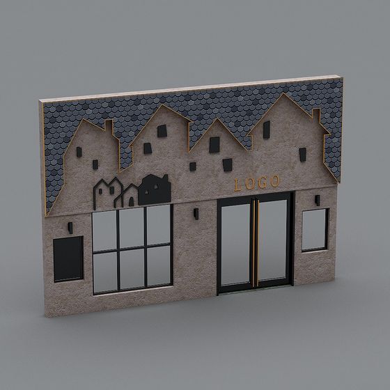 Retro Modern Low-Poly Architecture 3D model