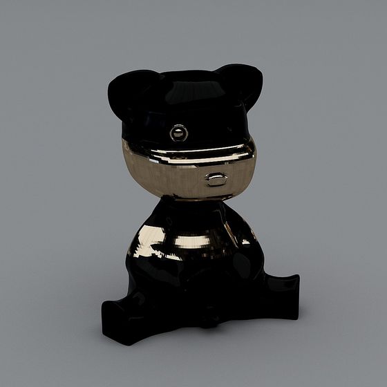 Black Gold Bear 3D model - Unique Digital Art
