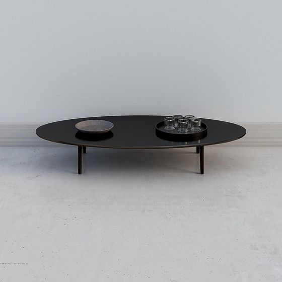 Elegant Black Oval Coffee Table 3D model