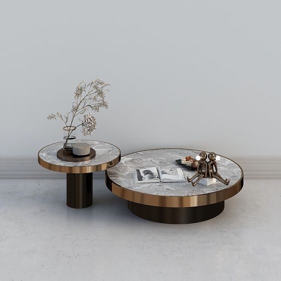 Elegant Round Marble Coffee Table 3D model
