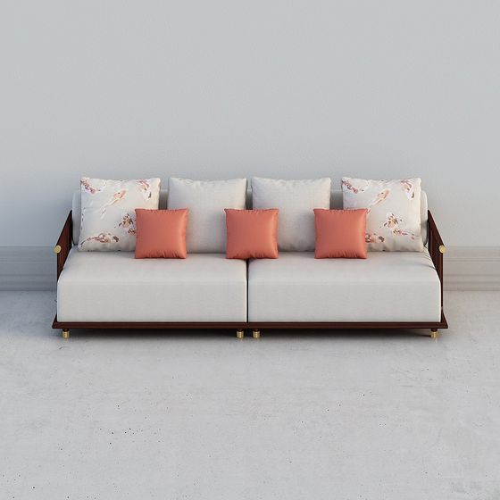 Neue chinesische Stil Massivholzstoff Sofa Vier-Sitz Kombination CX2031-3-D4