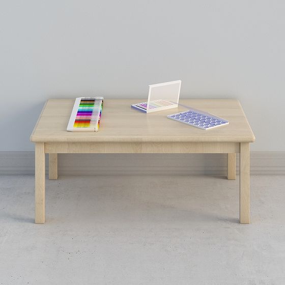Wooden Table and Art Tools 3D model for Creative Projects