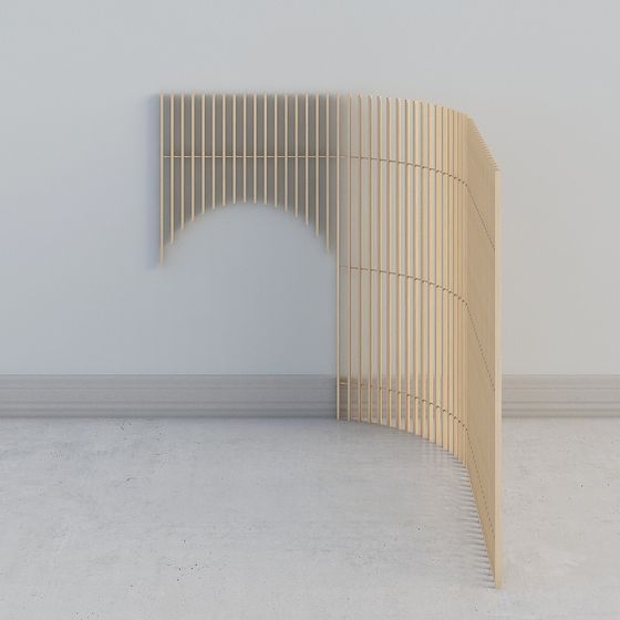 Elegant Wooden Partition Wall 3D model for Creative Spaces