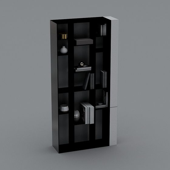 Stylish Low-Poly Bookshelf 3D Model