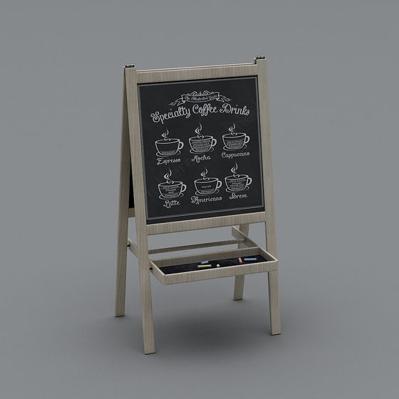Charming Blackboard Stand 3D model for Cafés