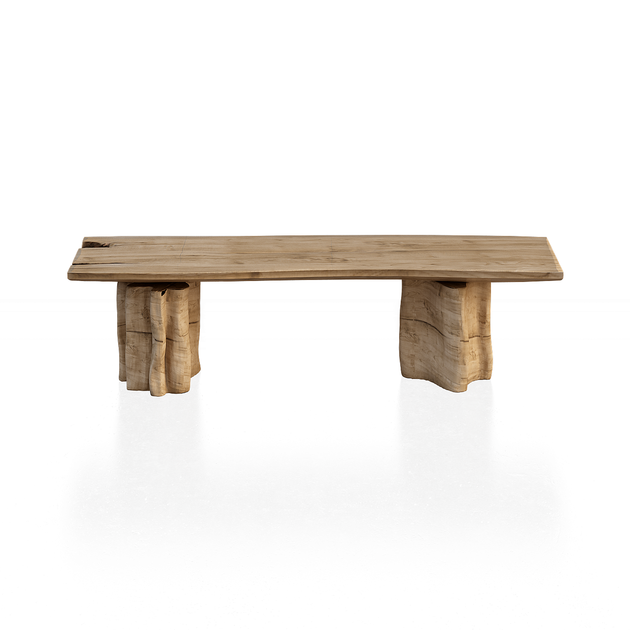 Natural Wood Long Bench 3D Model – Rustic Wooden Design