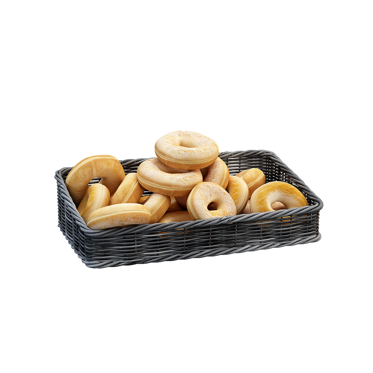 Delicious Donuts in Woven Basket 3D Model – Low-Poly Food Asset