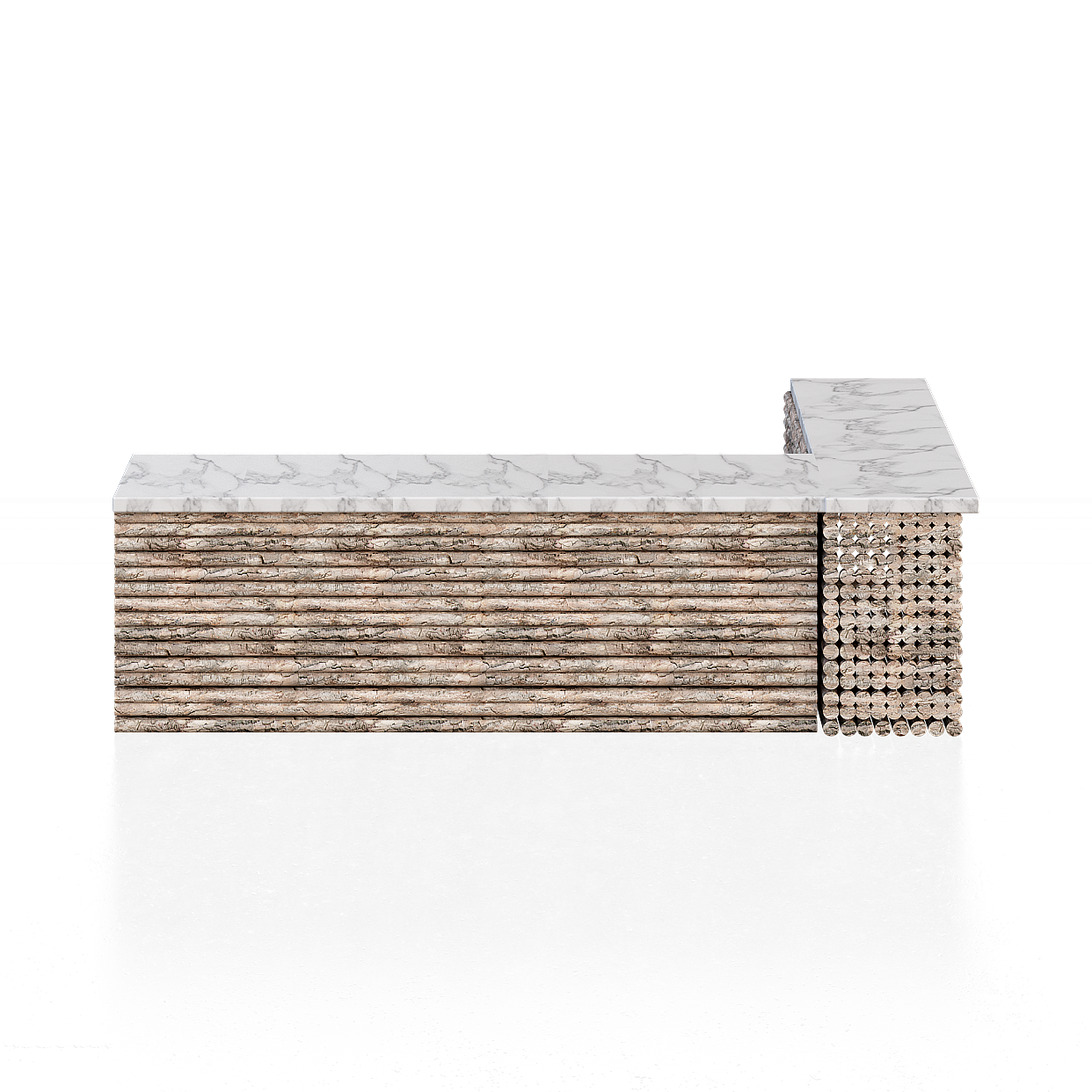 Urban Window 3D Model – Marble & Wood Low-Poly Design