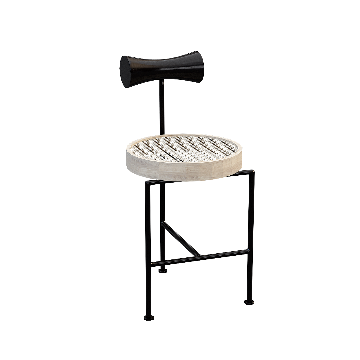 Elegant Low Poly Chair 3D Model – Black Metal & Wood