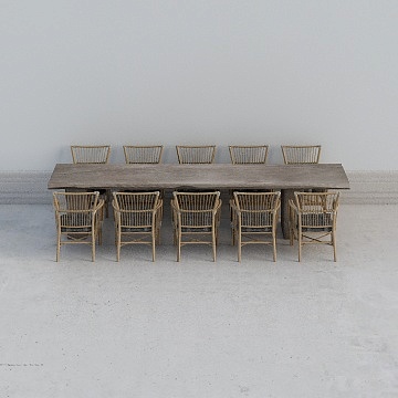 Natural Style B&B Lobby - Multi-Person Long Table And Chair Combination