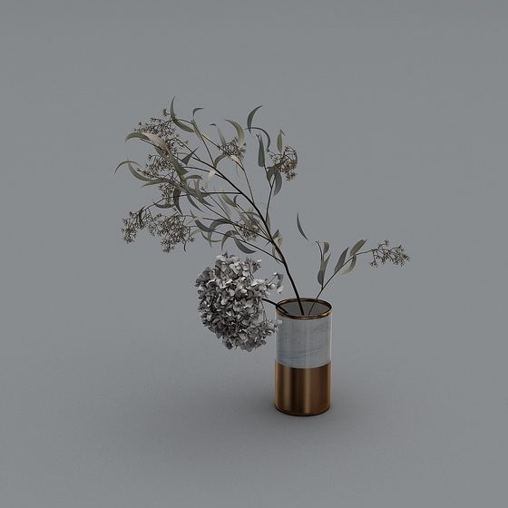 Elegant Flower Vase and Bouquet 3D model