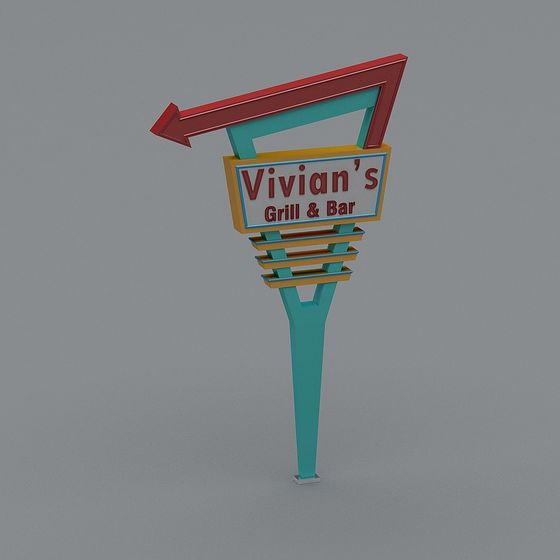 Vivian's Grill & Bar Neon Sign 3D model