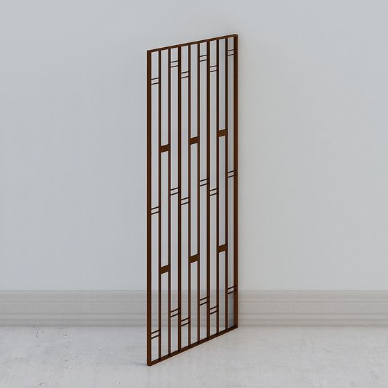 Geometric Metal Screen 3D model for Modern Interiors