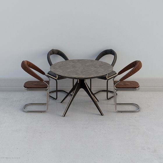 Stylish Dining Table and Chairs 3D model for Contemporary Spaces