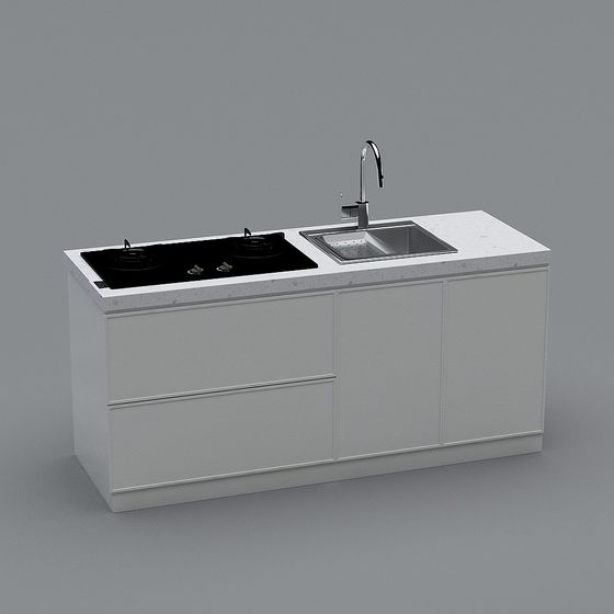 Elegant Kitchen Countertop 3D Model for Contemporary Designs