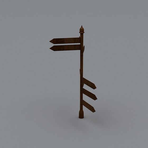 Rustic Directional Sign 3D model for Creative Projects