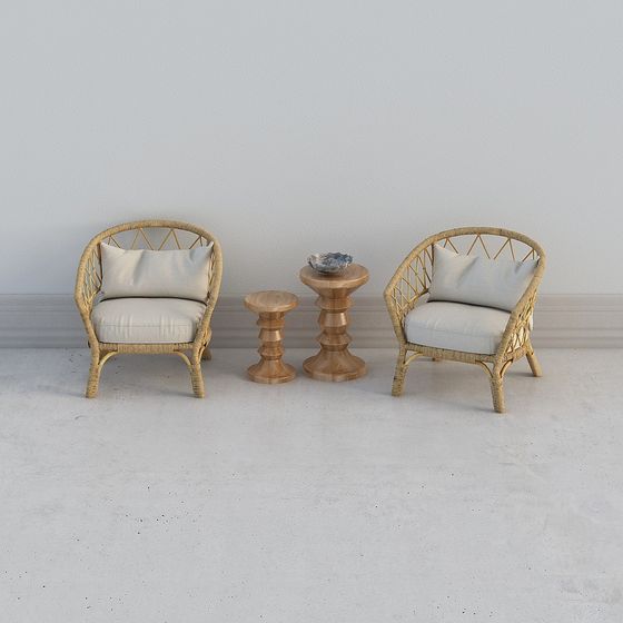 Rattan Lounge Set 3D model