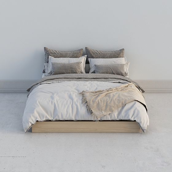 Elegant Low-Poly Bed 3D model