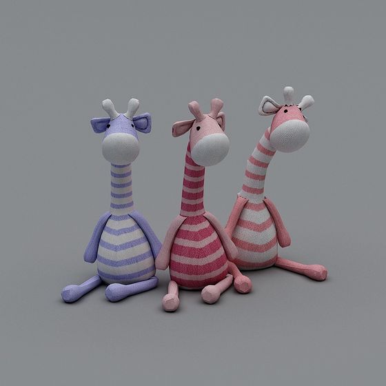 Colorful Playful Giraffe 3D Model for Kids' Designs