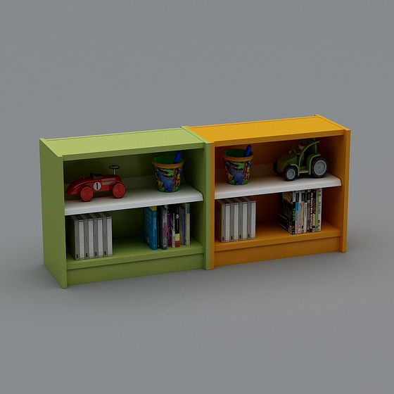 Vibrant 3D Bookshelf Model for Children's Spaces
