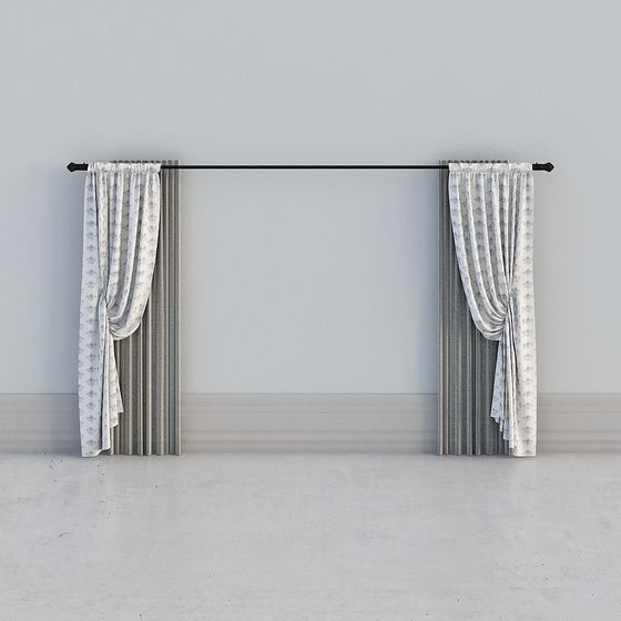 Stylish Low-Poly Curtain 3D model for Modern Spaces