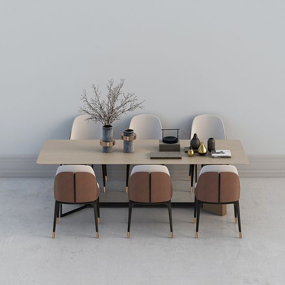 Urban Living Room Dining Table and Chair Set 3D model