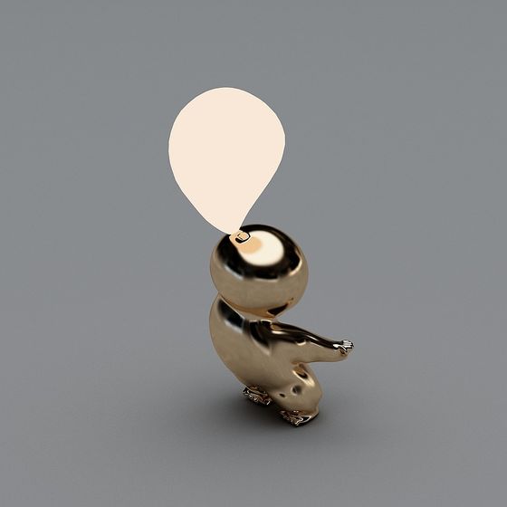 Dreamy Golden Character 3D model with Balloon